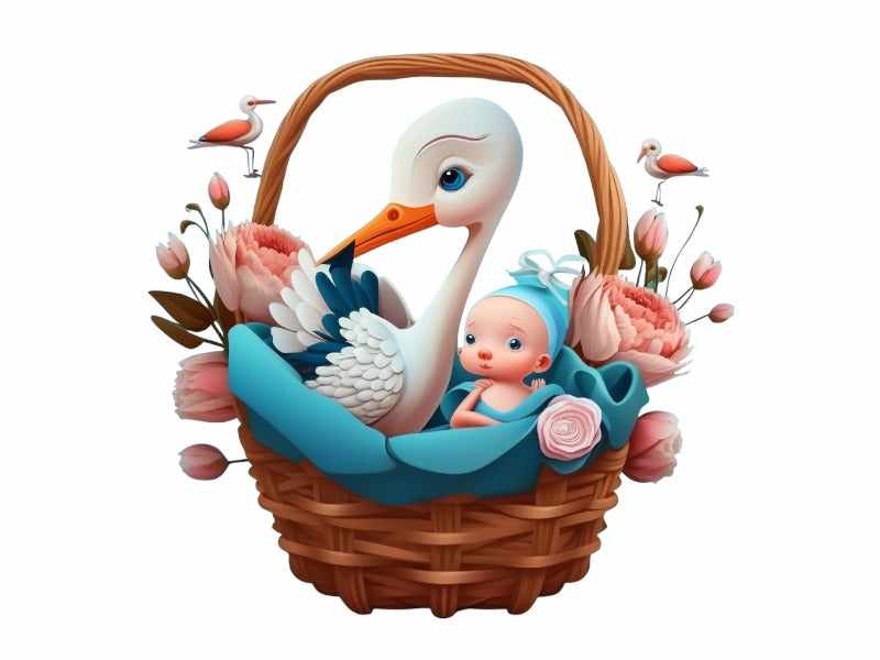 3D RODA I BEBA U CVJETNOJ KOŠARI