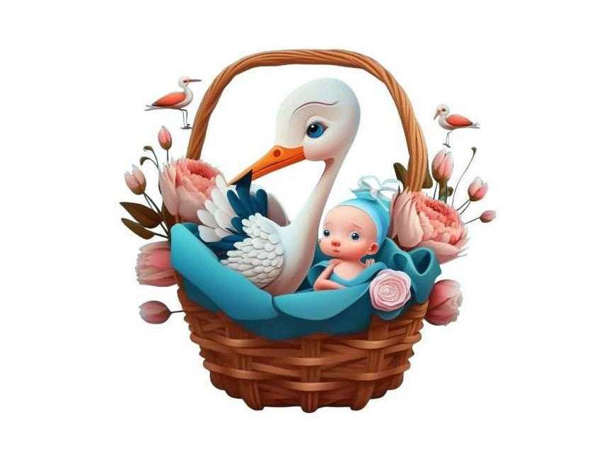 3D RODA I BEBA U CVJETNOJ KOŠARI