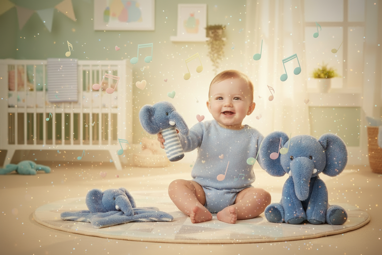 3 Slonića, plišanac, zvečkica i dekica -50%