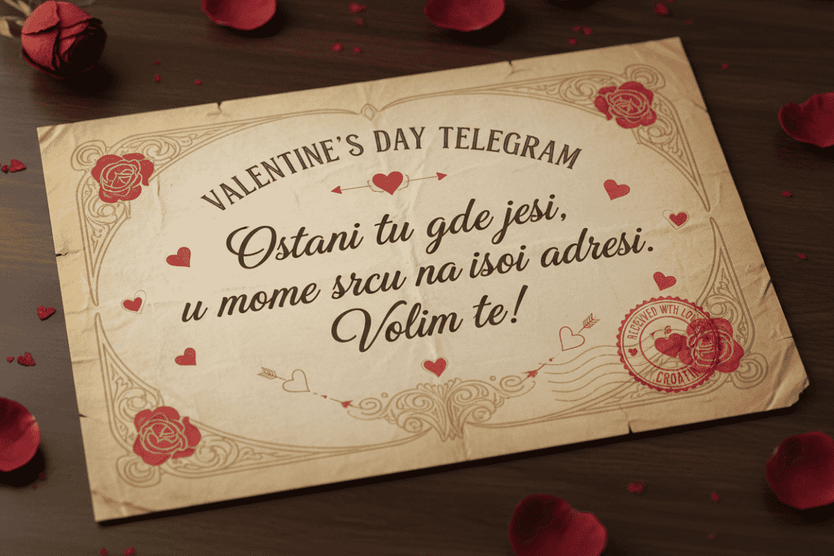 Telegram za Zaljubljene 28 - Romantična čestitka za Valentinovo