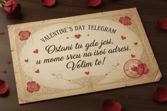 Telegram za Zaljubljene 28 - Romantična čestitka za Valentinovo