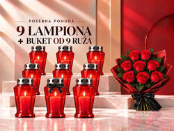 Lampioni 9 kom + 9 CRVENIH RUŽA